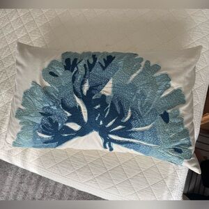 Pottery Barn Blue and White Embroidered Pillow